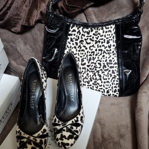 White House Black Market Shoes Animal Print Heels & PURSE Faux Fur (SET)